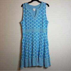 Sigrid Olsen Blue Patterned Dress XL